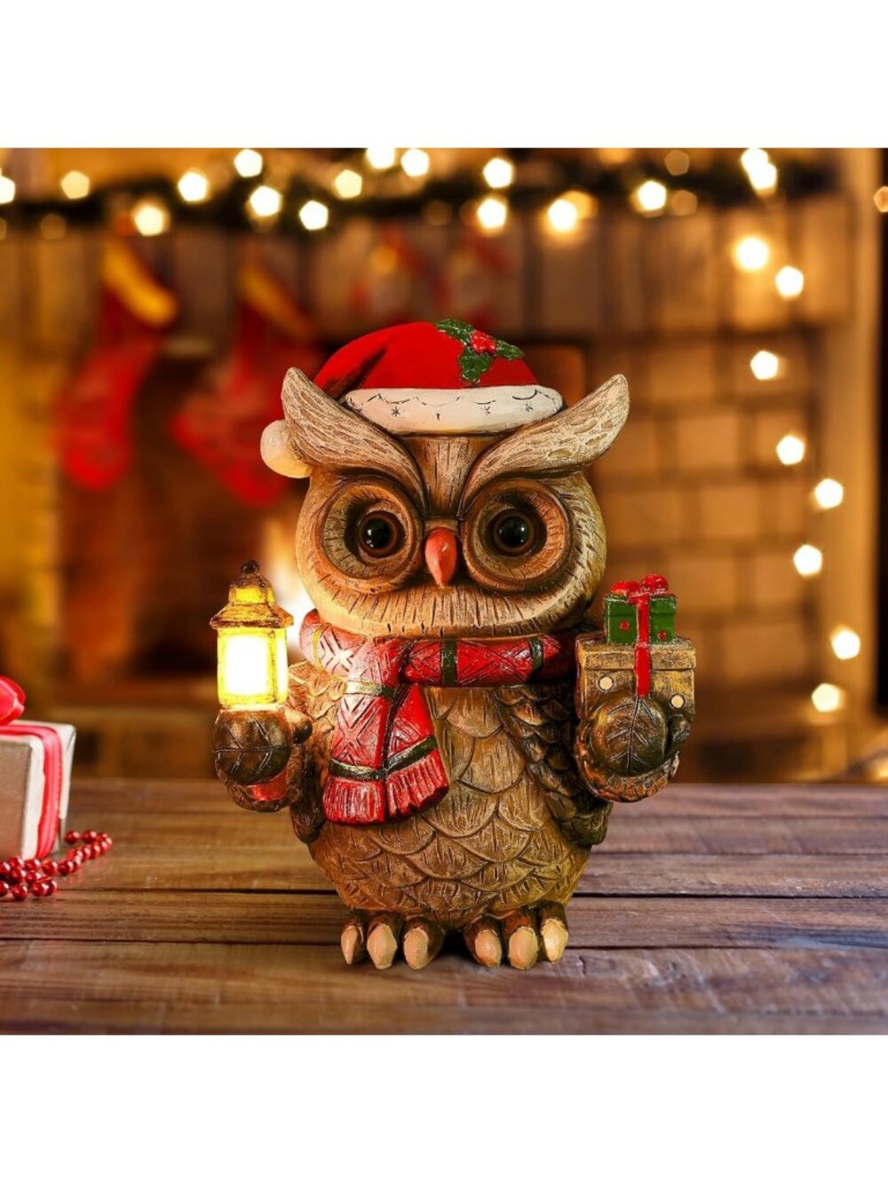 Solar LED Owl Statue for Outdoor Decor - Christmas Garden Lantern Gift for Mom